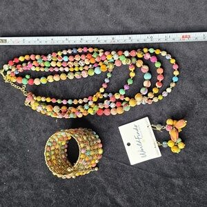 Colorful World Finds Beaded Earrings, Necklace and Bracelet Set